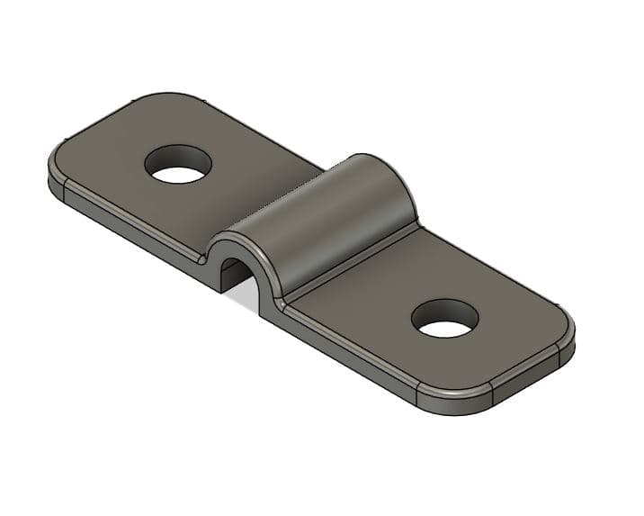 CAD-Modell einer Rohrschelle mit zwei Bohrungen